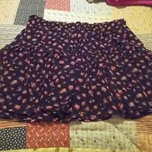 Black Floral Print Skirt