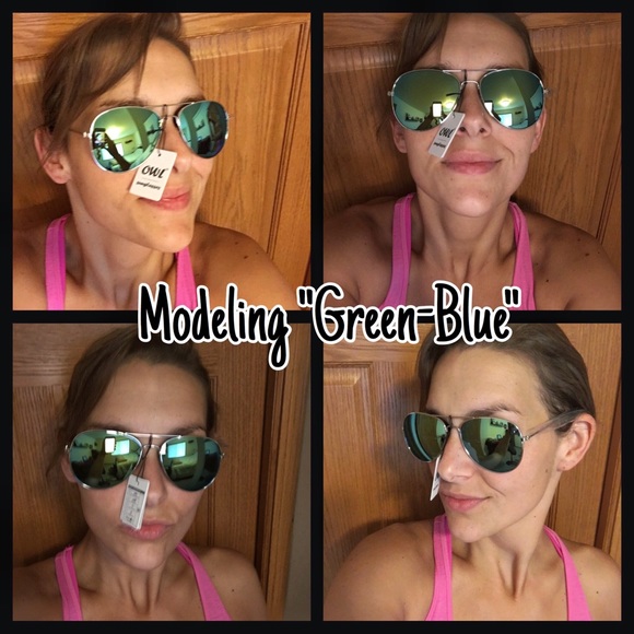 Classic Mirrored Aviator Sunglasses: Blue-Purple - Picture 6 of 8