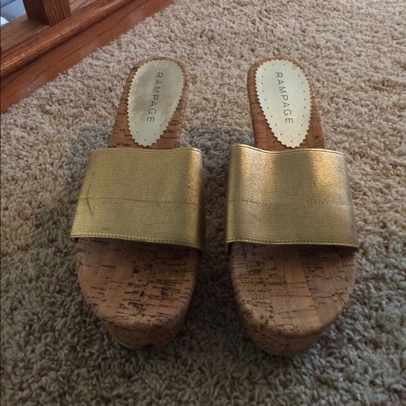 Rampage Shoes - Gold and cork wedges