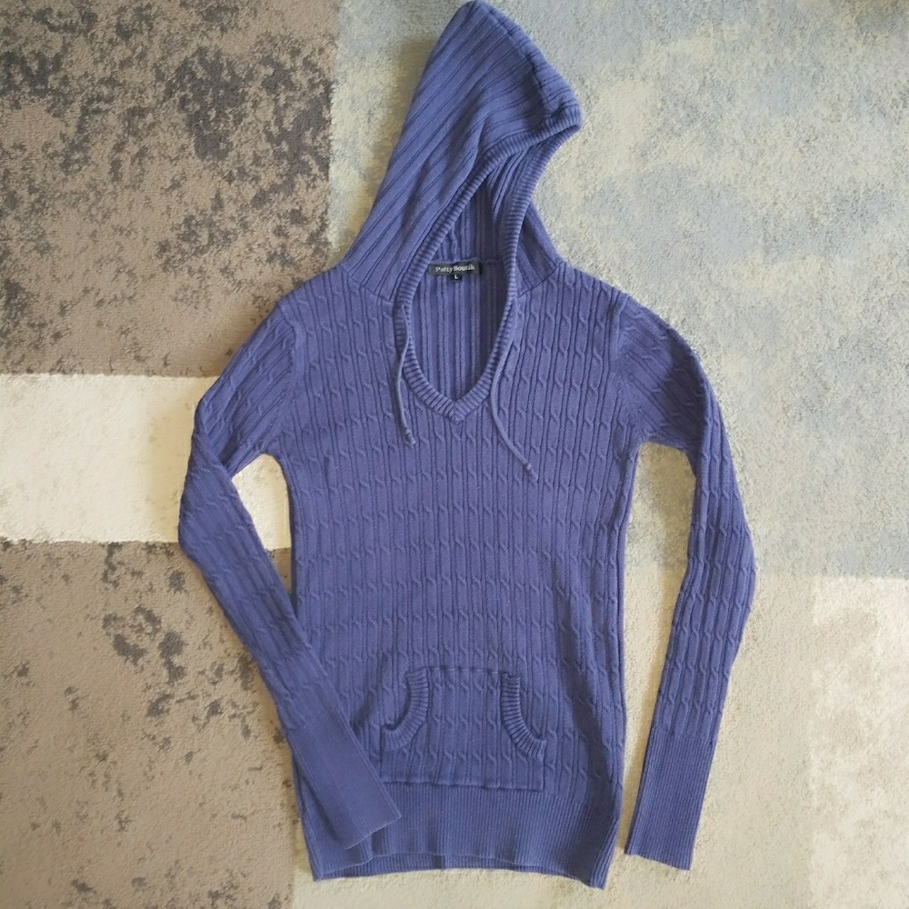 Patty Boutik Navy cableknit hooded sweater