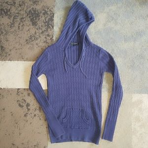 Patty Boutik Navy cableknit hooded sweater