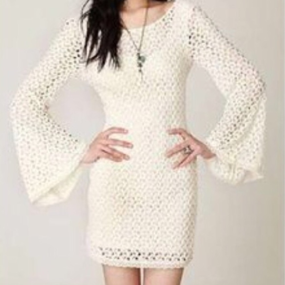 Closet closing soon FP cream bellsleeve minidress