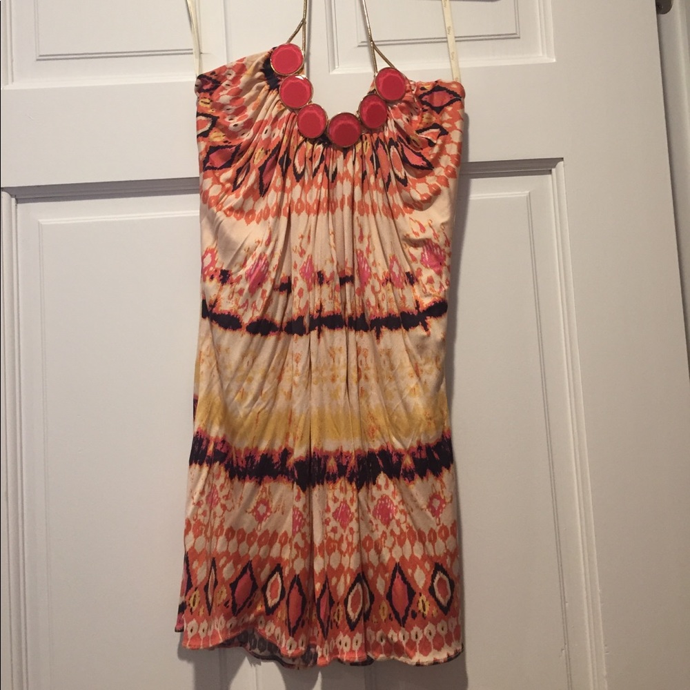 Summer sky top with coral hardware