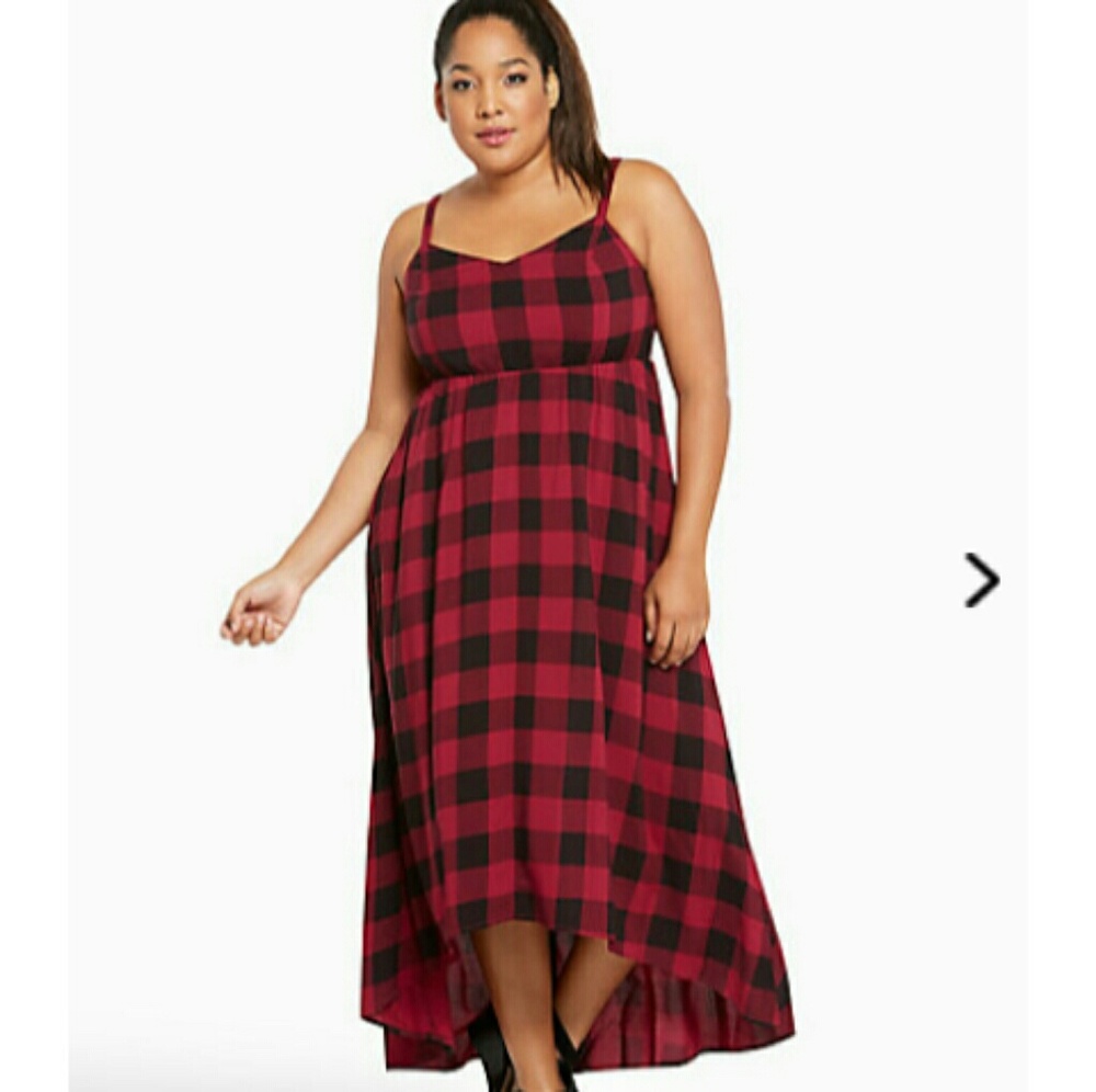 Torrid Plaid challis hi-lo dress nwt size 2
