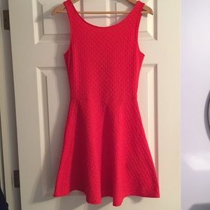 Red textured A line dress