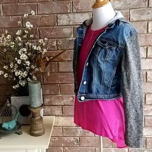 Jean Jacket with Marled Knit Hood & Sleeves