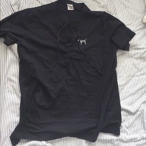 black love pink campus lace up shirt worn once