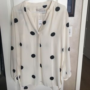 Black and white polka dot blouse - NWT