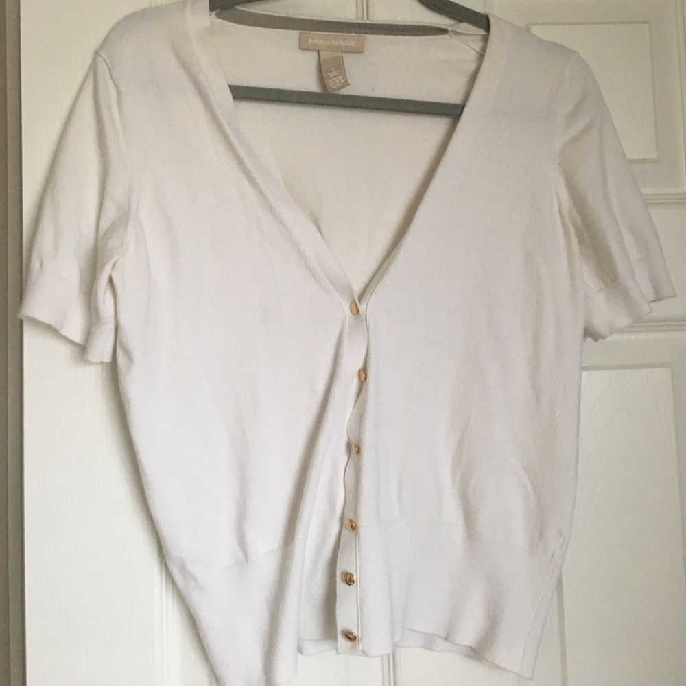 Banana Republic short sleeve white cardigan