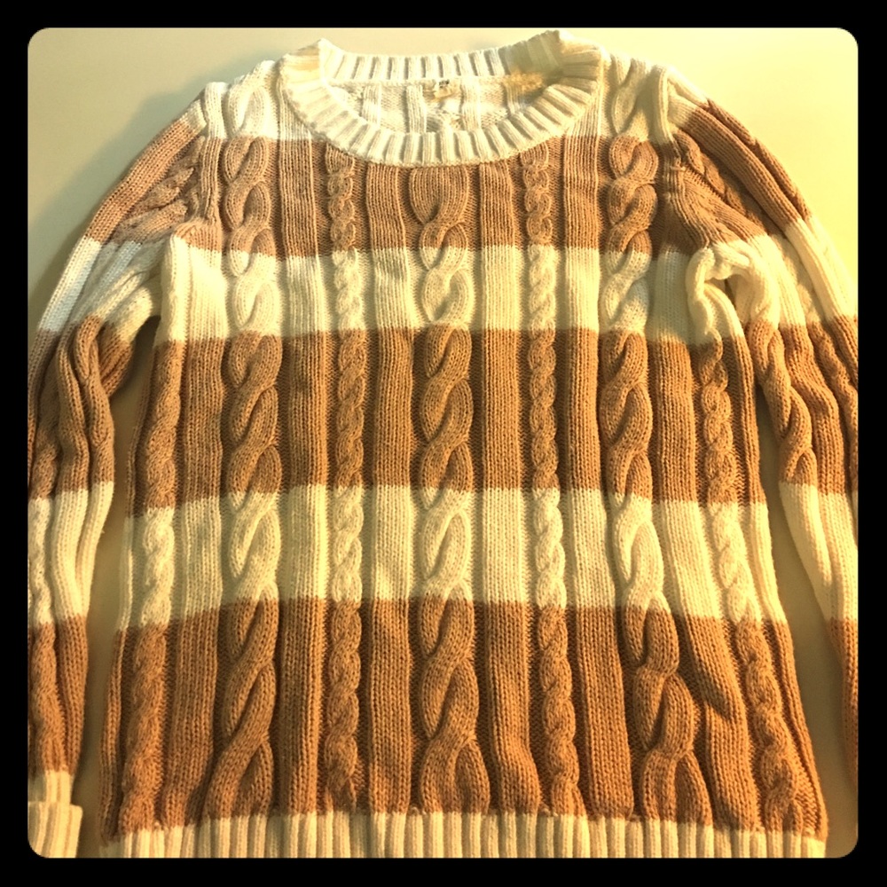 Jcrew Women's Striped Cable Sweater, Small
