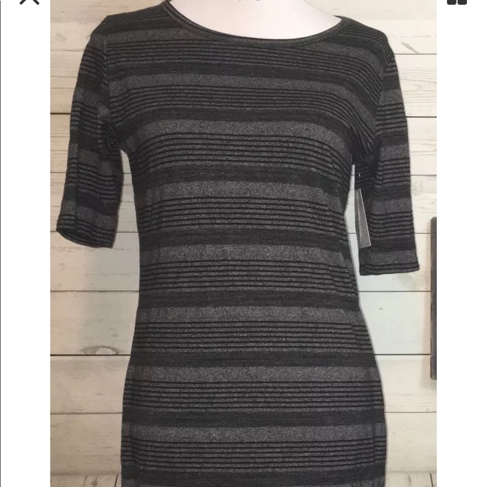 LULAROE JULIA Black & Gray Stripes XL (RUNS SMALL)