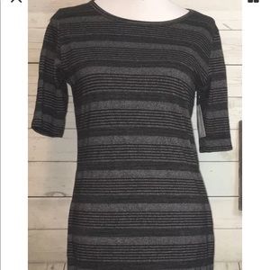 LULAROE JULIA Black & Gray Stripes XL (RUNS SMALL)