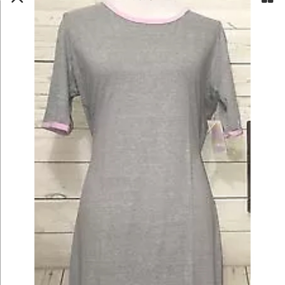 LULAROE JULIA Light Gray & Pink XL (RUNS SMALL)