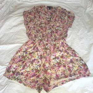 AQUA short sleeve floral romper size XS