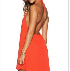 New Orange Chiffon Summer Halter Tie Dress