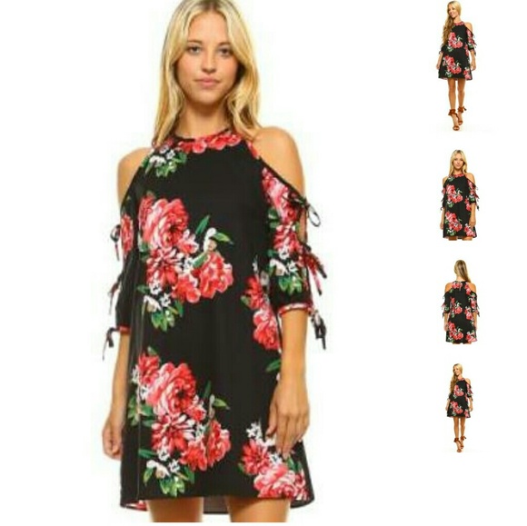 ❤️CLOSING SALE❤️ Black cold shoulder Midi Dress - Picture 2 of 3