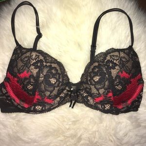 Black and red push up Victoria's Secret bra