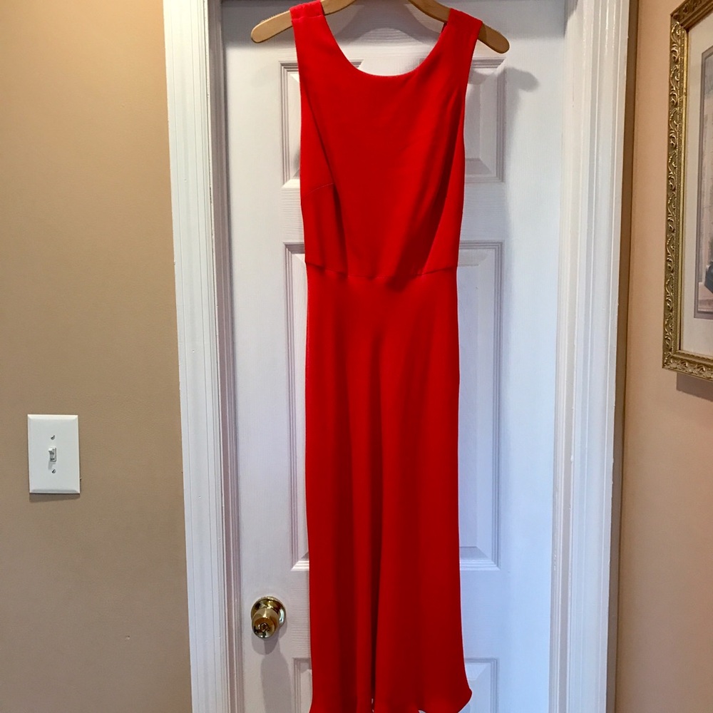 Ann Taylor red flowy midi dress