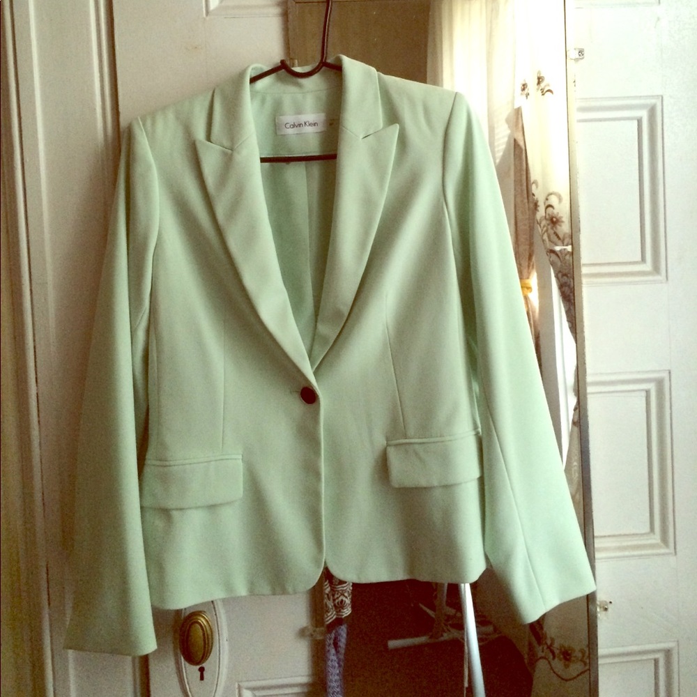 Mint green business suit jacket