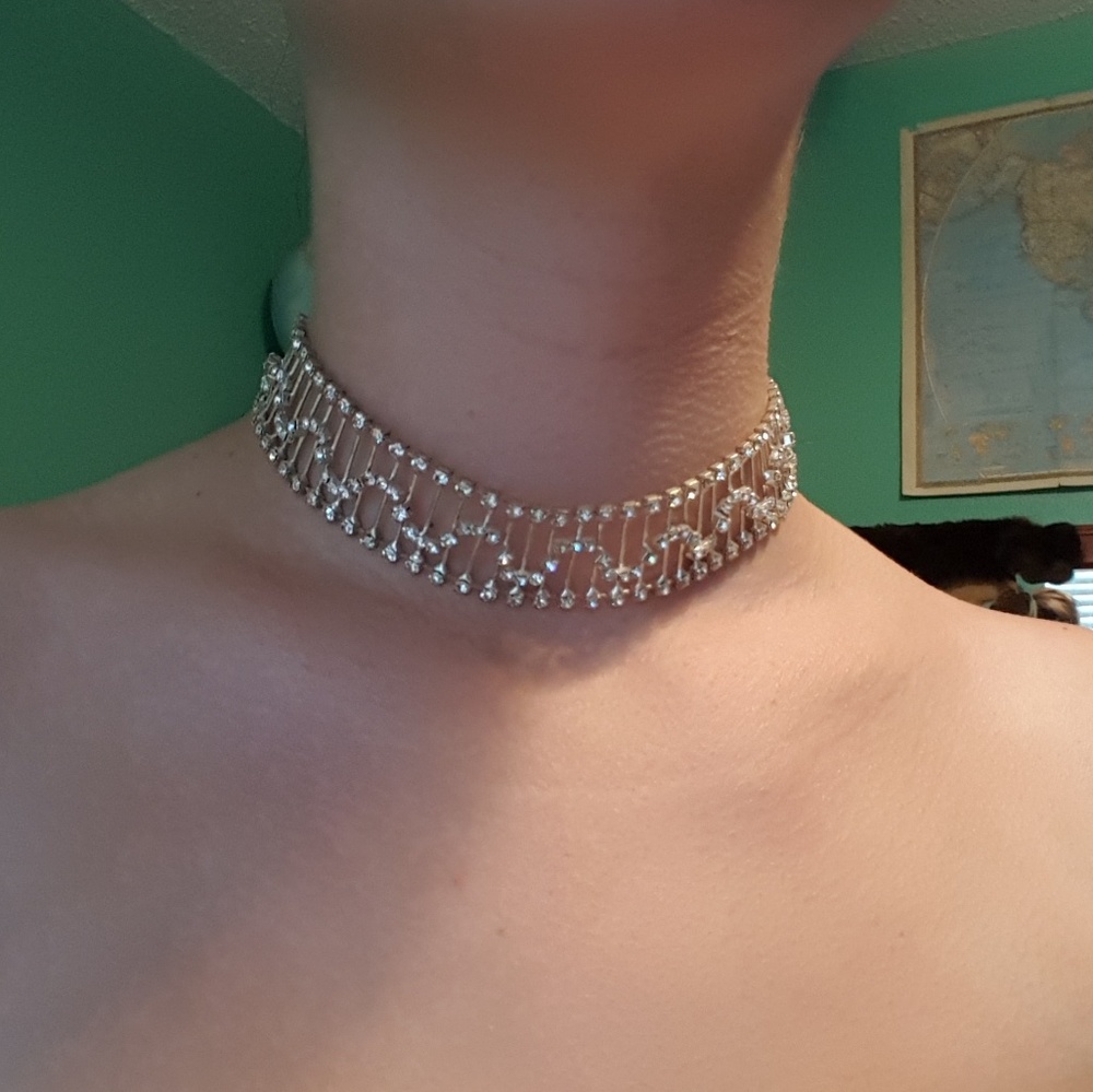 Silver and Rhinestone Choker