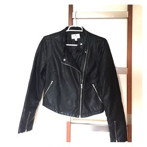 American Eagle Cropped Leather Moto Jacket