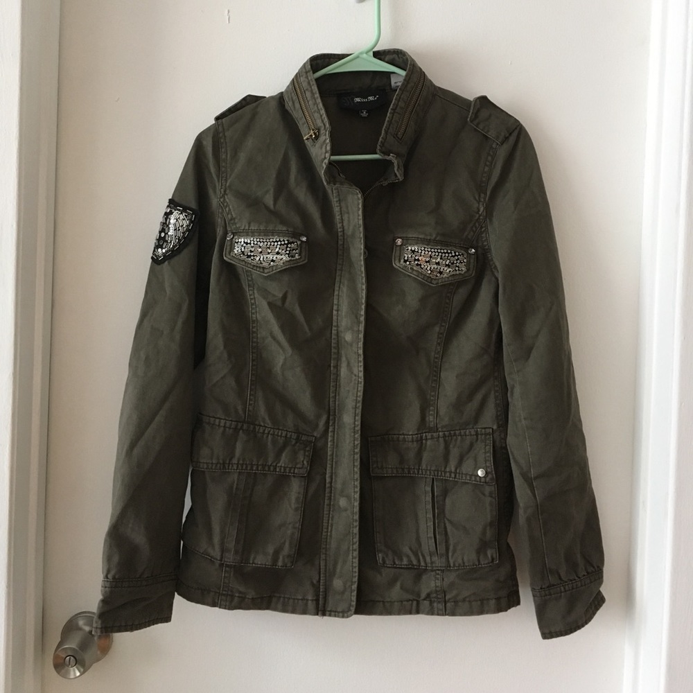Military style crop jacket embellished