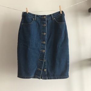 Button Front Denim Skirt