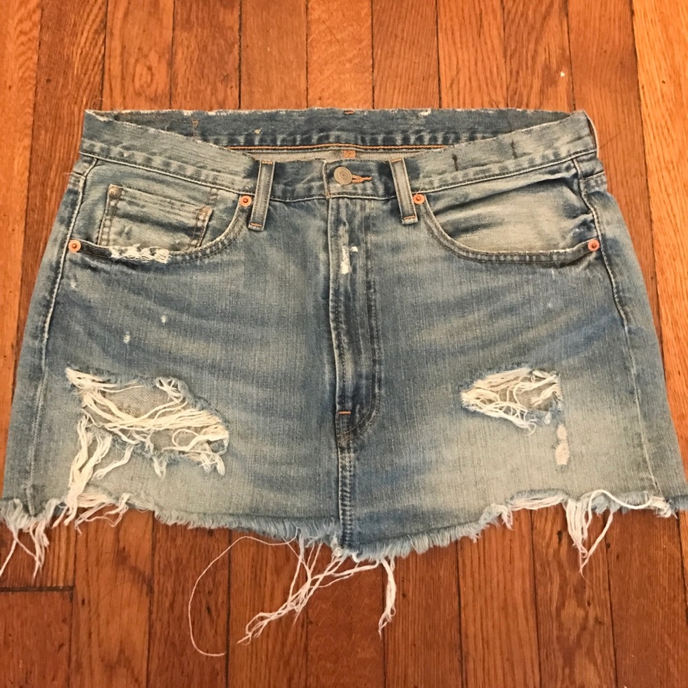 high-waisted jean skirt