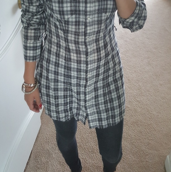 CONVERSE One Star plaid Tunic Shirt Top sz XS - Picture 2 of 8