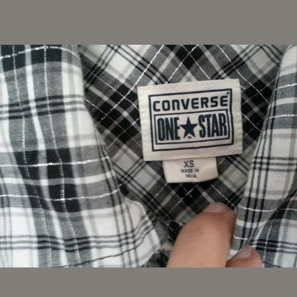 CONVERSE One Star plaid Tunic Shirt Top sz XS - Picture 8 of 8