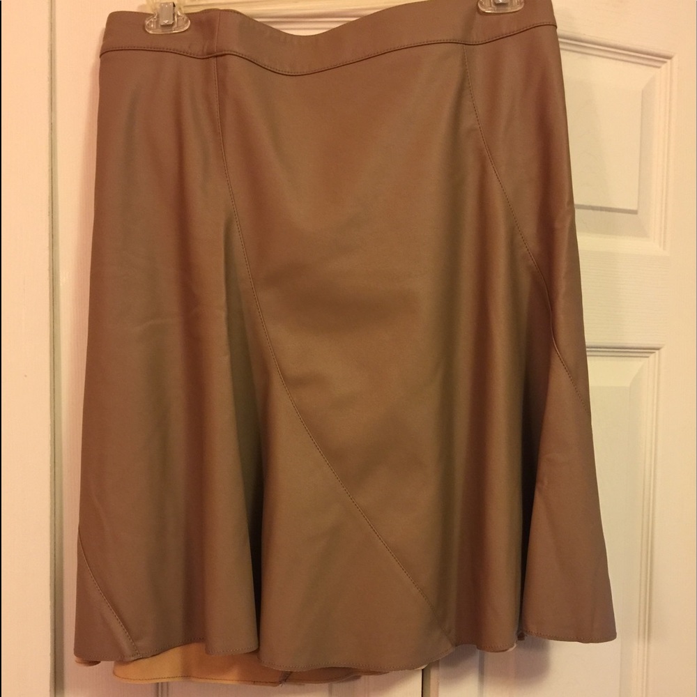 Leather Twisted Seam Side Zip Circle Skirt