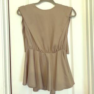 Taupe Backless Peplum Party Top