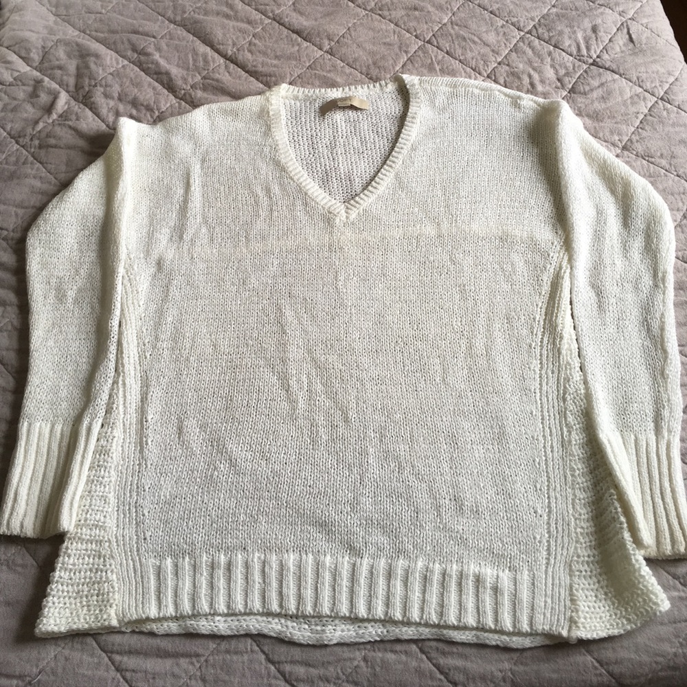 Loft White V Neck Summer Sweater.