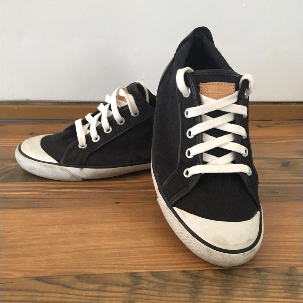Black Coach Barrett sneakers with signature logo