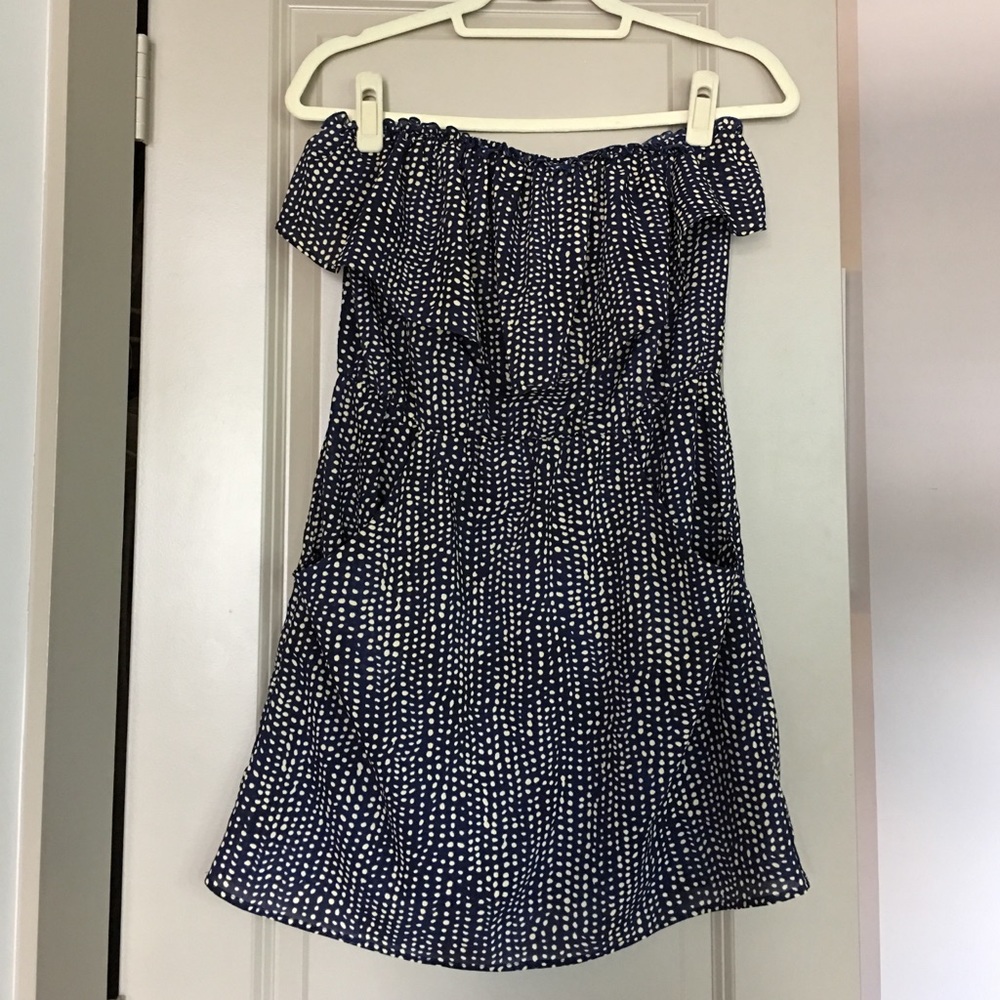 Polka dot strapless dress WITH POCKETS!