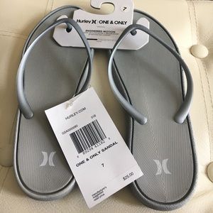 Gray/silver Hurley flip flops
