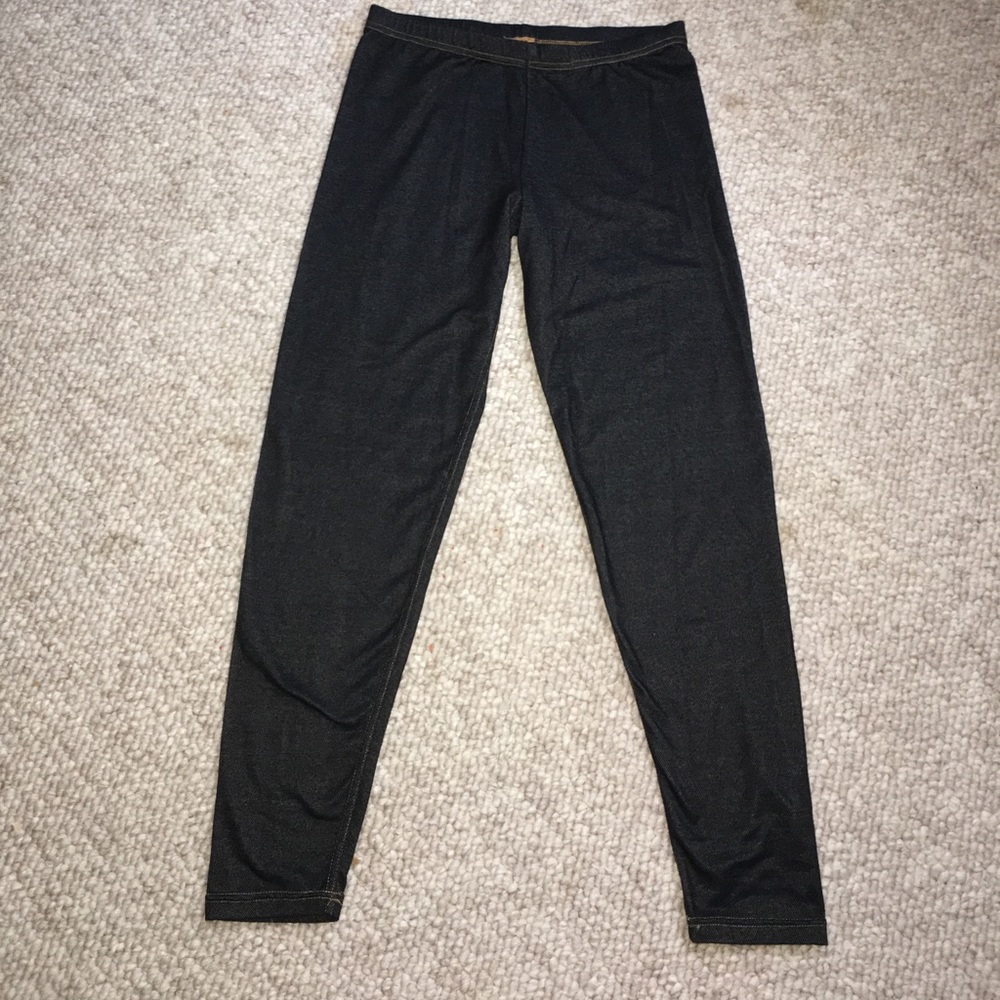 Black Denim Pattern Leggings Size Med