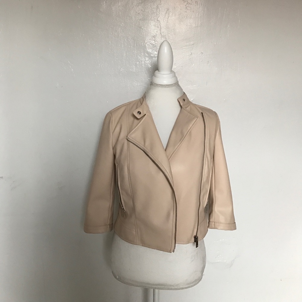 Zara cream colored faux leather jacket