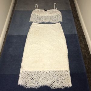 For the love of lemons white lace two piece dress