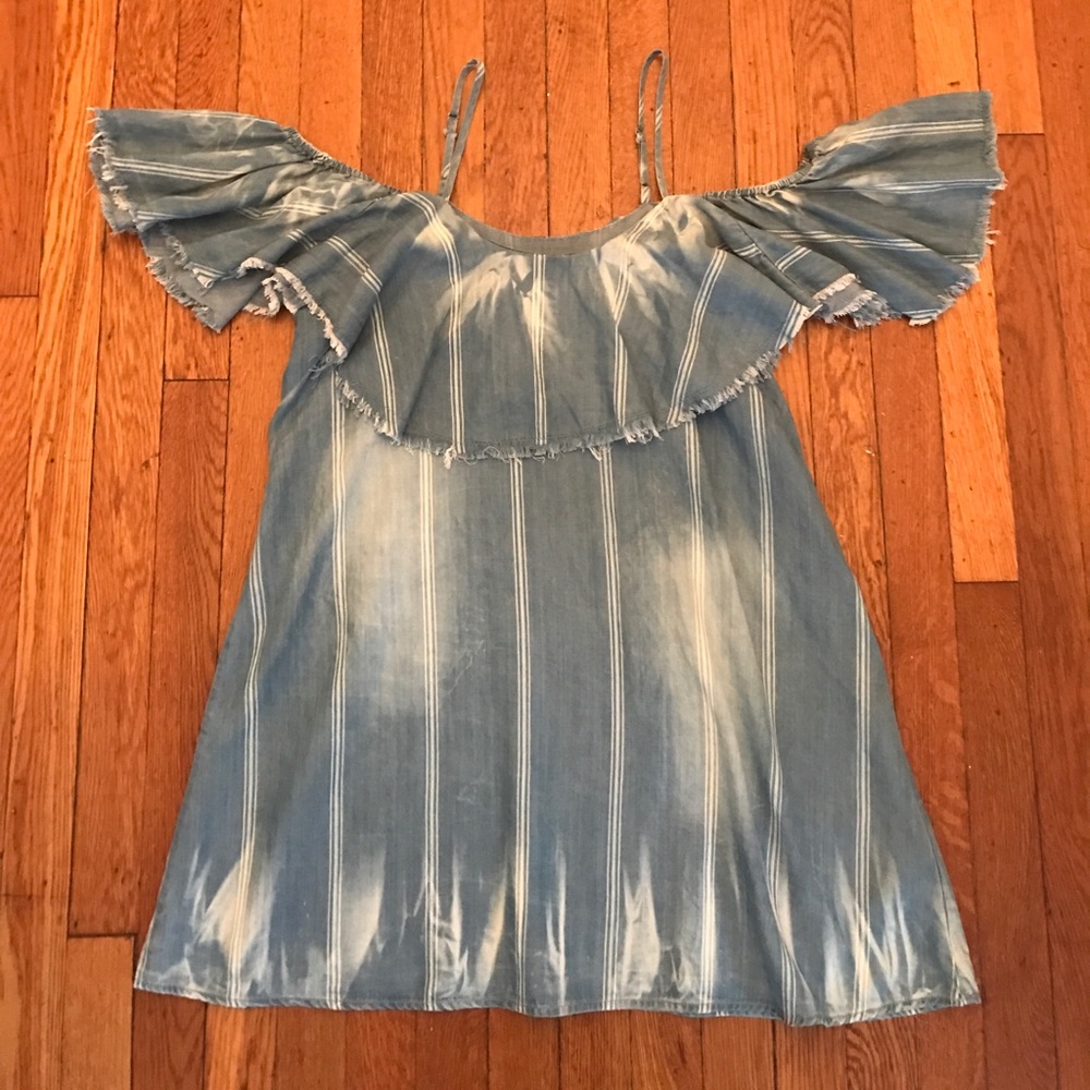 chambray off the shoulder dress