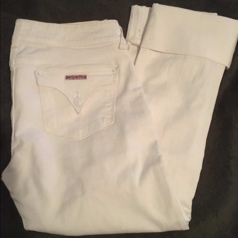 Hudson white crop cuffed jeans size 28