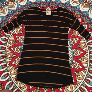 Gold & Navy Striped Shirt