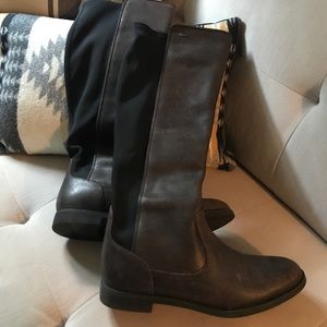 Lacoste black and brown tall boots