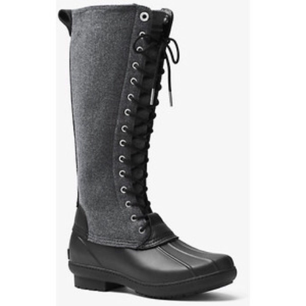 Michael Kors Easton Flannel and Rubber Rain Boots