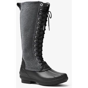 Michael Kors Easton Flannel and Rubber Rain Boots