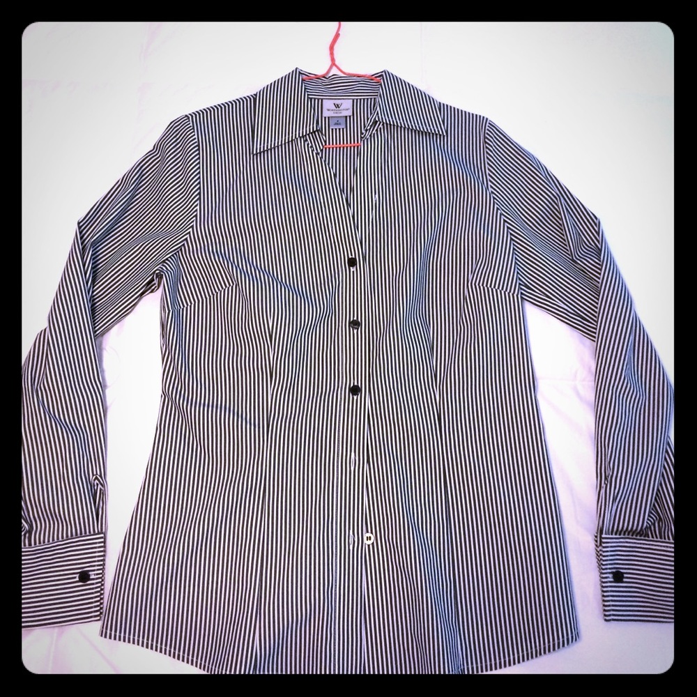 NWOT! Black & White Vertical Stripes Blouse