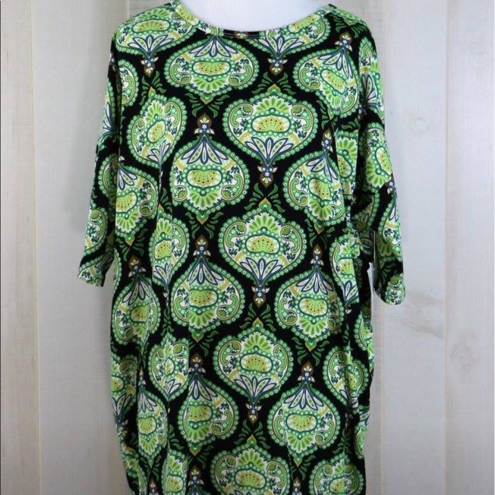 LULAROE UNICORN IRMA Lime & Green Paisley-S & NWT
