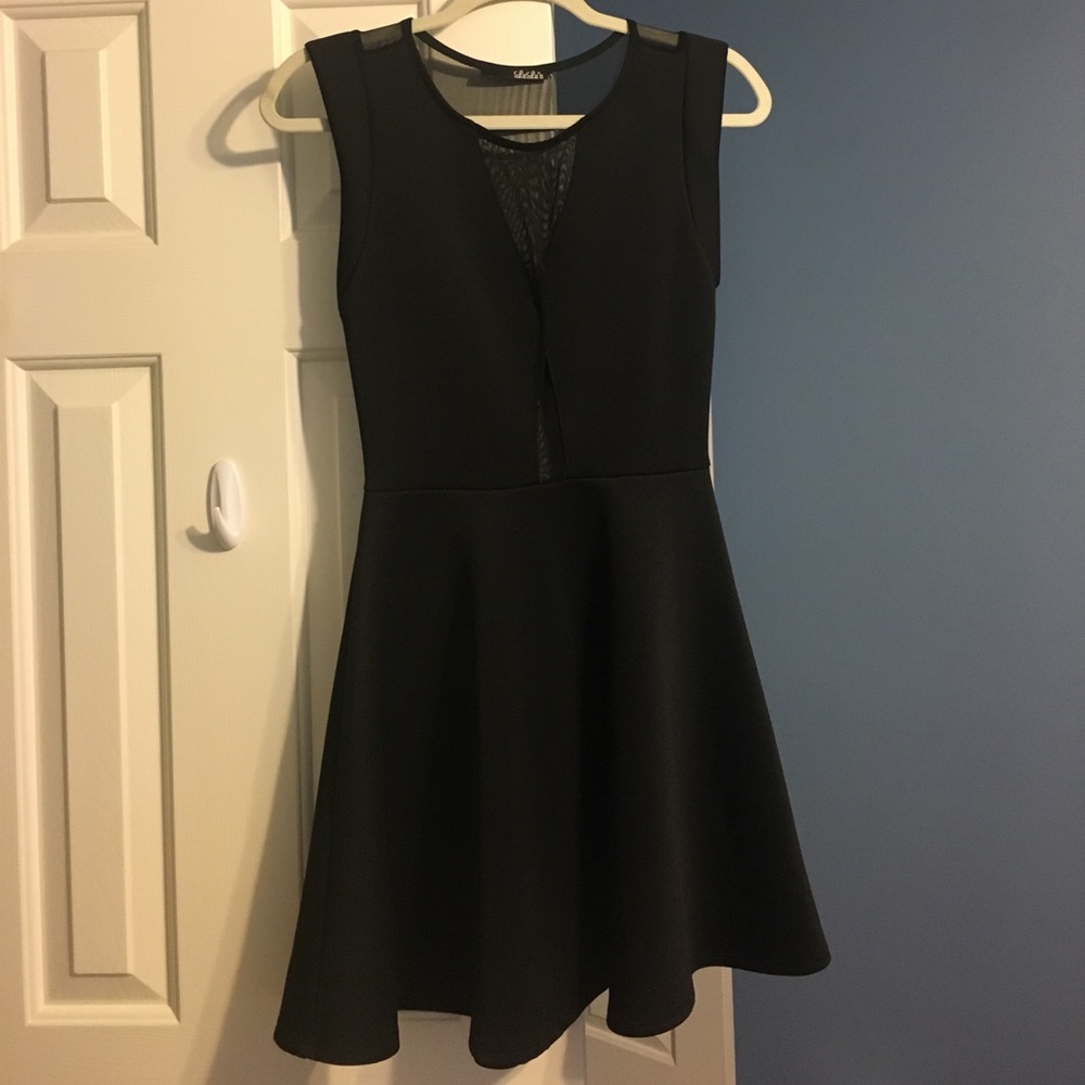 Lulus black mesh skater skirt dress