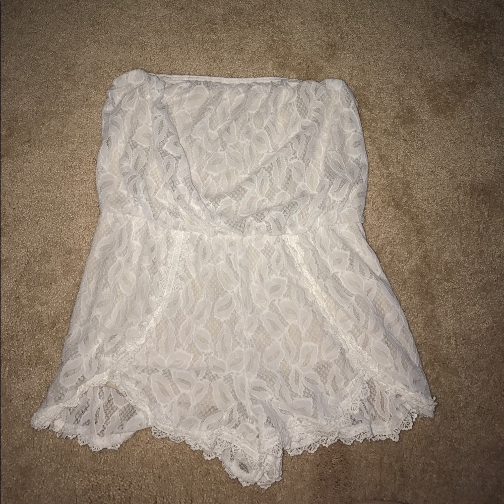 White lace free people romper