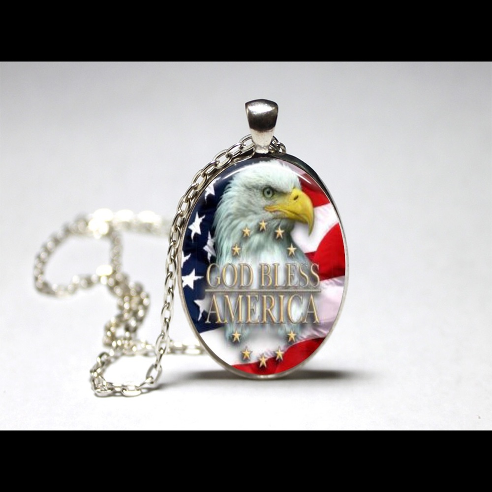 USA rocks. God bless America. Pendant necklace